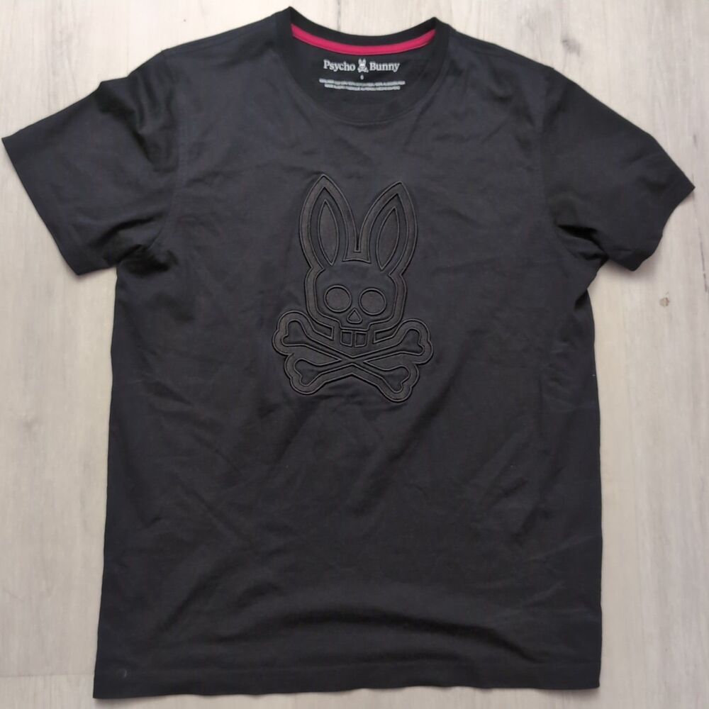 Psycho T Shirt Mens Size 5 Black Pima Cotton Huge Logo  Loud
